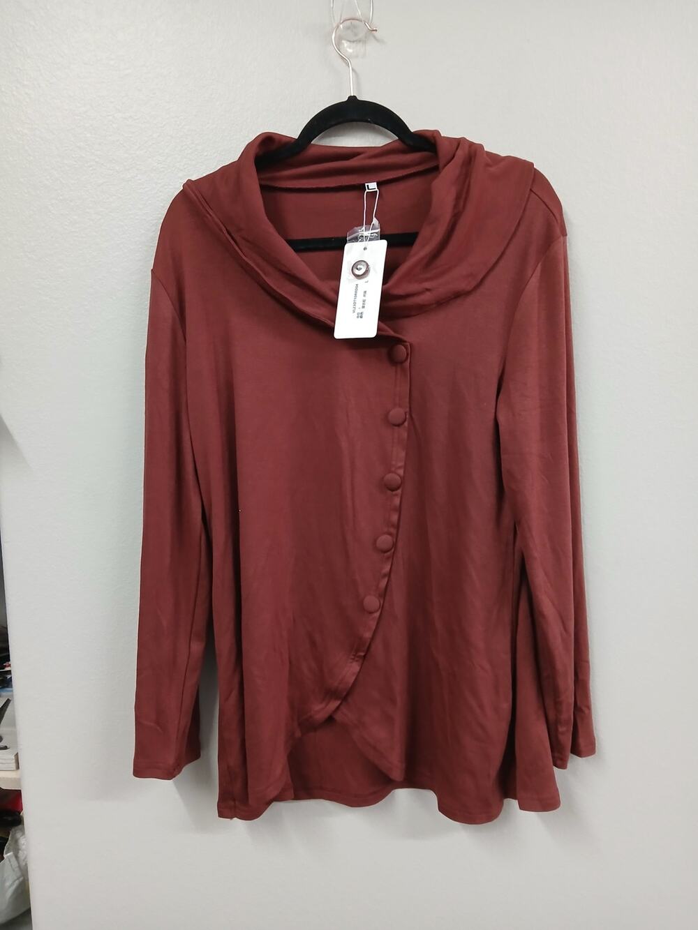 Burgundy cowl neck tunic top Large